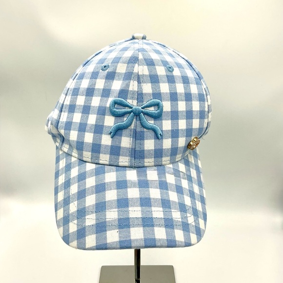Juicy Couture Accessories - Juicy Couture Gingham Checked Crystal Bow Charm Baseball Hat #782